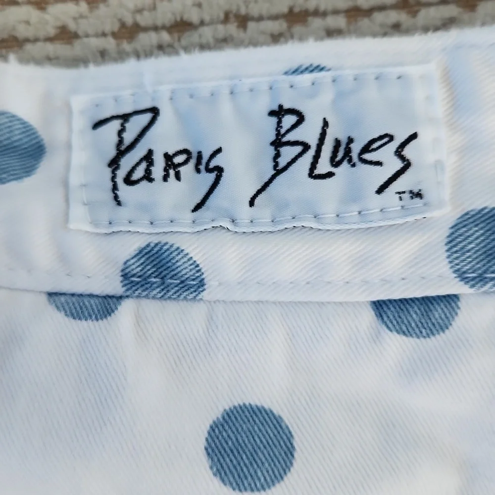 Women's White and Blue Polka Dot Shorts, Size 7